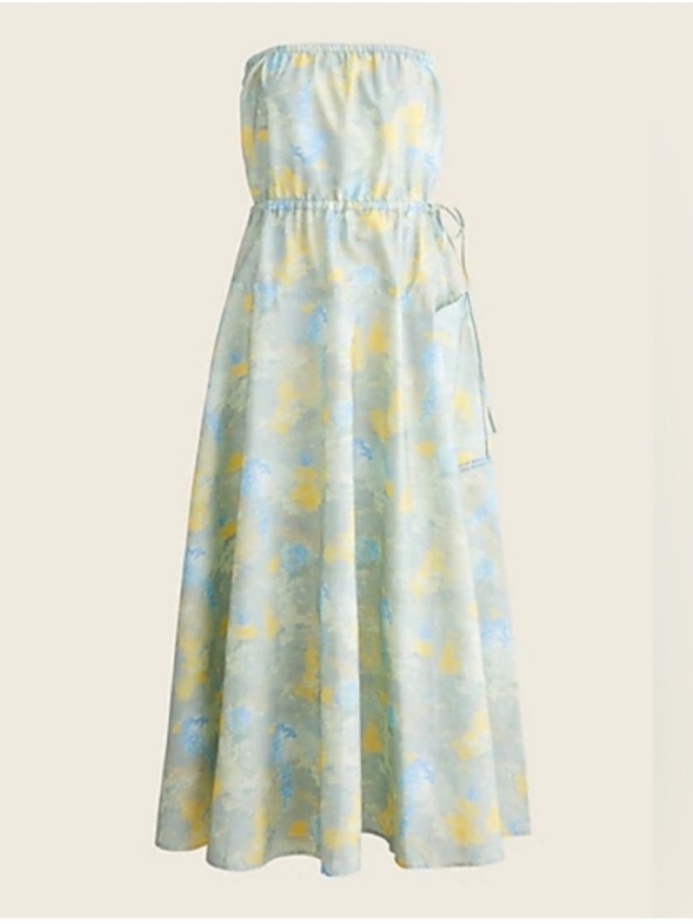 J. Crew x Cassi Namoda Abstract Watercolor Print Strapless Midi Dress Sz S